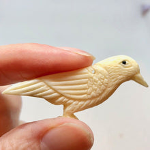 Load image into Gallery viewer, White Raven Carved Bone Pendant Bead 10804 | 30x6x17mm | Cream and Black - PremiumBead Alternate Image 3