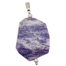 Load image into Gallery viewer, Purple Flower Sodalite Sterling Silver Pendant | Purple/White | 2 1/4" Long |