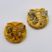 Load image into Gallery viewer, 2 Carved Butterfly/Rose Waterbuffalo Bone Beads 7553