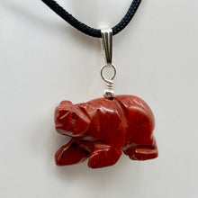 Load image into Gallery viewer, Natural Braciated Jasper Bear Sterling Silver Pendant | 13x18x9mm | Dark Brick Red - PremiumBead Alternate Image 3