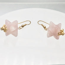 Load image into Gallery viewer, Rose Quartz 14K Gold Filled Merkaba Star | 1.75" Long | Pink | 1 Earrings
