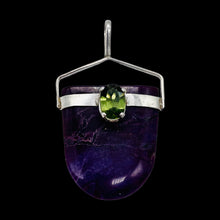 Load image into Gallery viewer, Sugilite Peridot Sterling Silver Oval Pendant | 1 1/2" Long | Purple Green | 1 |