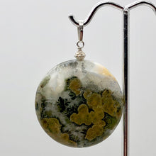 Load image into Gallery viewer, Ocean Jasper White Crystal Round Sterling Silver Pendant | 2" Long | Gold |