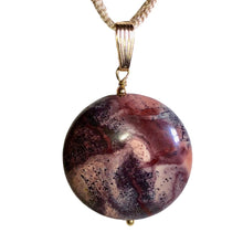 Load image into Gallery viewer, Porcelain Jasper Disc Vermeil Pendant! Purple Swirl!!! 510602C