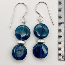 Load image into Gallery viewer, Dazzle Blue Apatite 10mm Coin Sterling Silver Earrings | 1 1/2 Inch Drop |