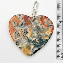 Load image into Gallery viewer, Limbcast Agate Valentine Heart Silver Pendant | 1 1/2 Inch Long | Orange/Green | - PremiumBead Alternate Image 5