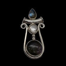 Load image into Gallery viewer, Quartz Labradorite Free Form Pendant | 2" Long | Blue Silver | 1 Pendant |