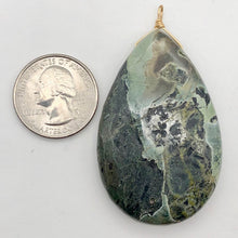 Load image into Gallery viewer, Wow Tsunami Sediment Stone Wire Wrap Pendant | 55x35mm | Deep Green |
