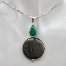 Load image into Gallery viewer, Hypersthene and Malachite Sterling Silver Goddess Pendant | 2 Inch|Silver Green|