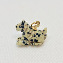 Load image into Gallery viewer, Dalmatian Stone Horse Pendant Necklace|Semi Precious Stone Jewelry|14k Pendant