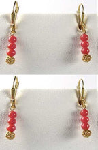 Load image into Gallery viewer, AAA Natural Ox Blood Red Coral Solid 14K Gold Earrings 302904C - PremiumBead Primary Image 1