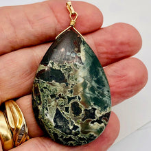 Load image into Gallery viewer, Wow Tsunami Green Sediment Stone Wire Wrap Pendant | 51x37mm | 2 1/2" Long |