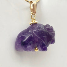 Load image into Gallery viewer, Amethyst Hand Carved Bison / Buffalo 14K Gold Filled 1" Long Pendant 509277AMG - PremiumBead Alternate Image 2