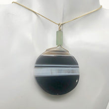 Load image into Gallery viewer, Sardonyx Jade 40mm Coin 14K Gold Filled Bead Pendant | Black | 2 1/4" Long |