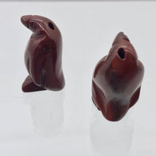 Load image into Gallery viewer, March of The Penguins 2 Carved Brecciated Jasper Beads | 21.5x12.5x11mm | Red - PremiumBead Alternate Image 2