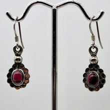 Load image into Gallery viewer, Garnet Sterling Silver Drop Earrings |1 1/4" Long | Red |