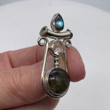 Load image into Gallery viewer, Quartz Labradorite Free Form Pendant | 2" Long | Blue Silver | 1 Pendant |