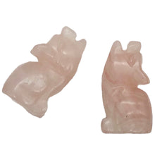 Load image into Gallery viewer, Howling New Moon 2 Carved Rose Quartz Wolf Coyote Beads | 21x11x8mm | Pink