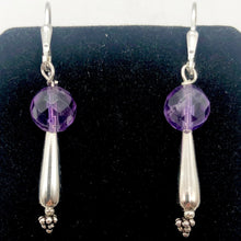 Load image into Gallery viewer, Semi-Precious Royal Natural Faceted 8mm Amethyst Sterling Silver Drop Earrings - PremiumBead Alternate Image 2