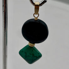 Load image into Gallery viewer, Hypersthene Malachite Drop 14K Gold Filled Pendant| 1 1/2" Long| Silvery, Green