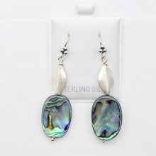 Load image into Gallery viewer, Abalone Sterling Silver Drop Earrings | 2 1/4" Long | Blue | 1 Pair Earrings |