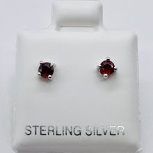 Load image into Gallery viewer, January! 3mm Created Garnet & Silver Earrings 10146A