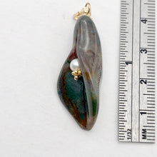 Load image into Gallery viewer, Fancy Jasper Calla Lily 14K Gold Filled Flower Pendant| 1 5/8" Long|Green Brown|