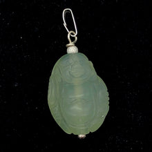 Load image into Gallery viewer, Hand Carved Green Jade Buddha Sterling Silver Pendant| 1 5/8" Long |