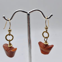 Load image into Gallery viewer, 14Kgf Chinese Money Symbol Red Sardonyx Earrings 503176 - PremiumBead Alternate Image 2