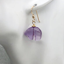 Load image into Gallery viewer, Amethyst 14K Gold Filled Zuni Bear Drop/Dangle Earrings | 1 1/4" Long | Purple |
