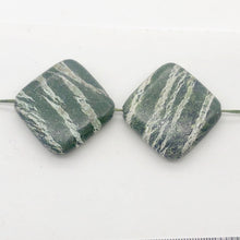 Load image into Gallery viewer, Jasper Zebra Stone Square | 25x25x7mm | Green White | 2 Bead(s)