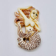 Load image into Gallery viewer, Mermaid, Happy Mermaid | 48x27x7mm | red white | 1 Pendant bead |