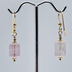 Kunzite 14K Gold Filled Dangle Earrings | 1 1/4" Long | Pink | 1 Pair |