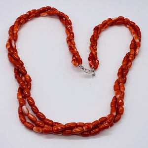 Coral Oval Graduated Bead Necklace | 20" Long | 3x6 to 5x8mm | Red | Necklace |