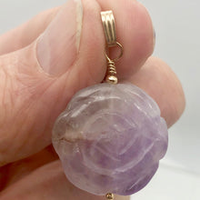 Load image into Gallery viewer, Amethyst Rose Pendant Necklace | Semi Precious Stone Jewelry | 14k Pendant - PremiumBead Alternate Image 6