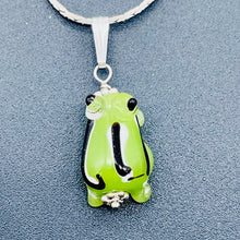Load image into Gallery viewer, Lampwork Frog Sterling Silver Frog | 1" Long | Pastel Green | 1 Pendant |