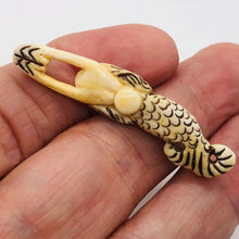 Load image into Gallery viewer, Pearl Diving Mermaid Woman Button or Pendant | 2" Long | Brown/White | 1 Button|