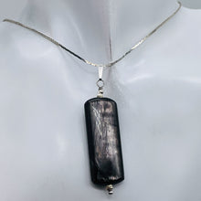 Load image into Gallery viewer, Hypersthene, Flat Rounded Rectangle Dangle Pendant| 2 1/2 ' Long | Black/Silver|