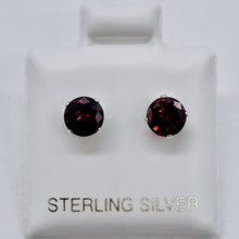 Load image into Gallery viewer, January 5mm Created Garnet &amp; Silver Earrings 10147A
