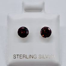 Load image into Gallery viewer, January 5mm Created Garnet & Silver Earrings 10147A