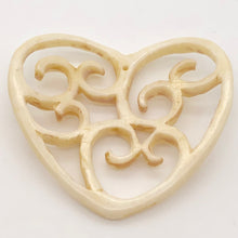 Load image into Gallery viewer, Delicate Carved Waterbuffalo Bone Heart Bead 10744 - PremiumBead Alternate Image 3