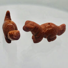 Load image into Gallery viewer, Dinosaur Carved Goldstone Diplodocus Figurine | 25x11.5x7.5mm | Gold sparkle Red