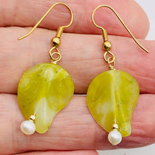 Load image into Gallery viewer, Korean Jade14K Gold Filled Leaf Earrings | 1 3/4" Long | Green | 1 Pair |