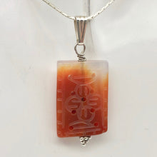 Load image into Gallery viewer, Hand Carved Carnelian Agate & Sterling Silver Pendant | 28.5x19mm | 1.94" Long - PremiumBead Alternate Image 2