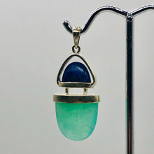 Load image into Gallery viewer, Lapis Lazuli Chrysoprase Sterling Silver Pendant | 1 1/2" Long | Green/Blue |