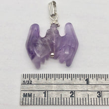 Load image into Gallery viewer, Carved Amethyst Bat Sterling Silver Pendant | 1 inch long | Purple |