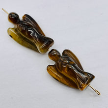 Load image into Gallery viewer, 2 Loving Carved Tigereye Guarding Angel Beads 009284TE | 21x14x8mm | Golden Brown