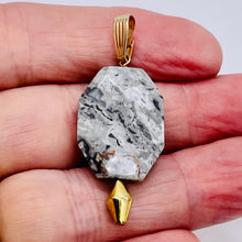 Load image into Gallery viewer, Picasso Jasper 14K Gold Filled Drop/Dangle | 1 3/4" Long| Gray/Black | 1 Pendant