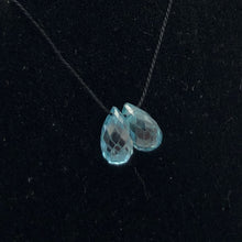 Load image into Gallery viewer, Pair (2) Rare Natural Blue Zircon Faceted 8x4.5-7.5x4mm Briolette Beads 5095B - PremiumBead Alternate Image 2
