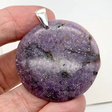 Load image into Gallery viewer, Natural Lepidolite Large Round Sterling Silver Pendant | 45mm | 2 1/16" Long |